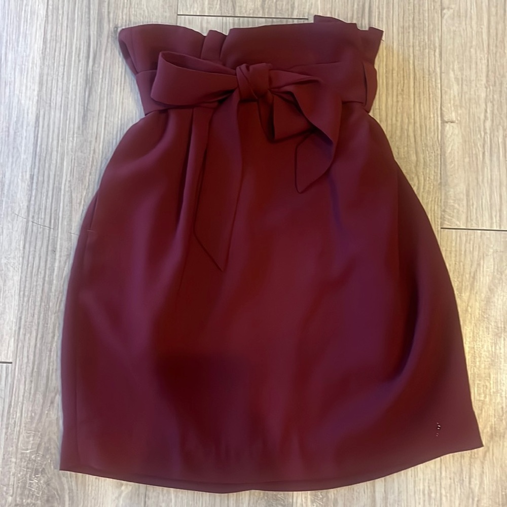 Express Paper Bag Skirt in Maroon. Size 4